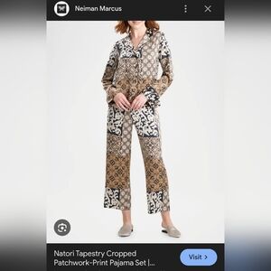 Natori Tapestry Cropped Patchwork Print Pajama Set Small